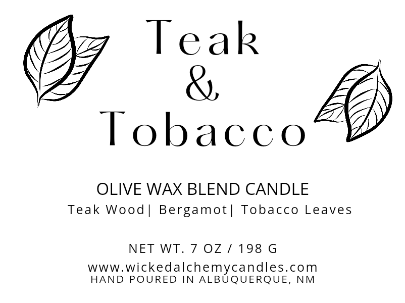 Teak & Tobacco 7oz Cotton Wick Candle